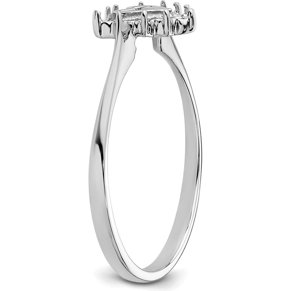 14K White Gold Polished Heart Ring Mounting with 12 Round Stone Settings - 0.17 Carat Total Weight by Oro Pregiato