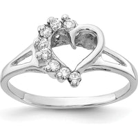 14K White Gold Polished Heart Ring Mounting with Round Diamond Prong Settings - .20 Carat Total Diamond Weight by Oro Pregiato