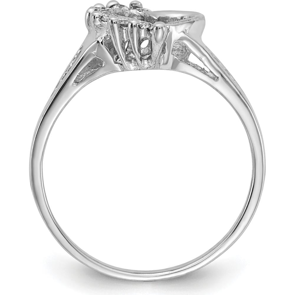 14K White Gold Polished Heart Ring Mounting with Round Diamond Prong Settings - .20 Carat Total Diamond Weight by Oro Pregiato