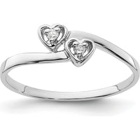 14K White Gold Polished Heart Ring with Round Diamonds - 0.02 Carat Total Diamond Weight by Monteluci Fine Jewelry