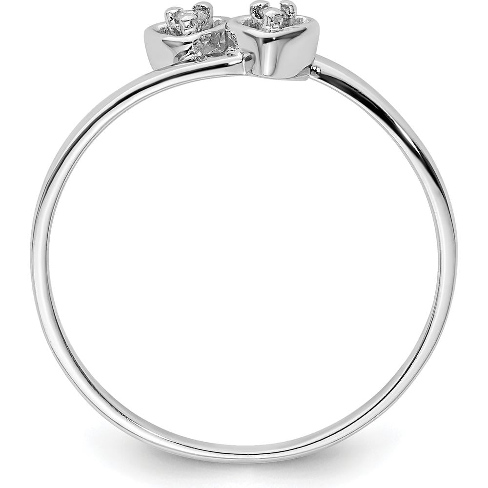 14K White Gold Polished Heart Ring with Round Diamonds - 0.02 Carat Total Diamond Weight by Monteluci Fine Jewelry