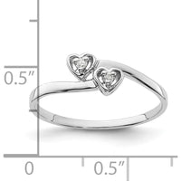 14K White Gold Polished Heart Ring with Round Diamonds - 0.02 Carat Total Diamond Weight by Monteluci Fine Jewelry