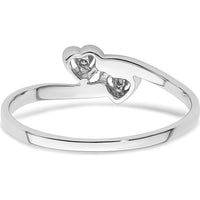 14K White Gold Polished Heart Ring with Round Diamonds - 0.02 Carat Total Diamond Weight by Monteluci Fine Jewelry