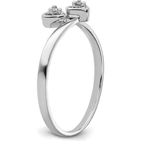 14K White Gold Polished Heart Ring with Round Diamonds - 0.02 Carat Total Diamond Weight by Monteluci Fine Jewelry