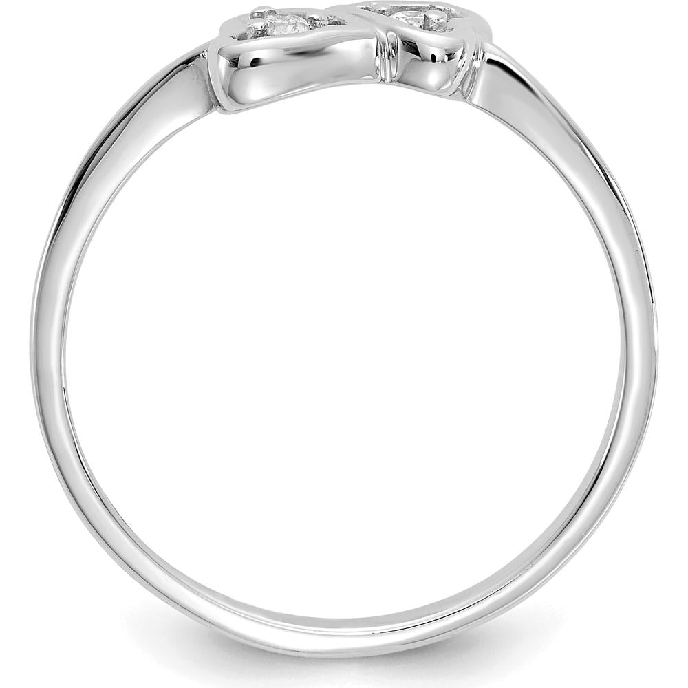 14K White Gold Polished Heart Ring with Round Diamonds - 0.05 Carat Total Diamond Weight by Monteluci Fine Jewelry