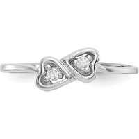 14K White Gold Polished Heart Ring with Round Diamonds - 0.05 Carat Total Diamond Weight by Monteluci Fine Jewelry