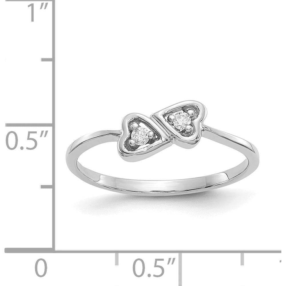 14K White Gold Polished Heart Ring with Round Diamonds - 0.05 Carat Total Diamond Weight by Monteluci Fine Jewelry