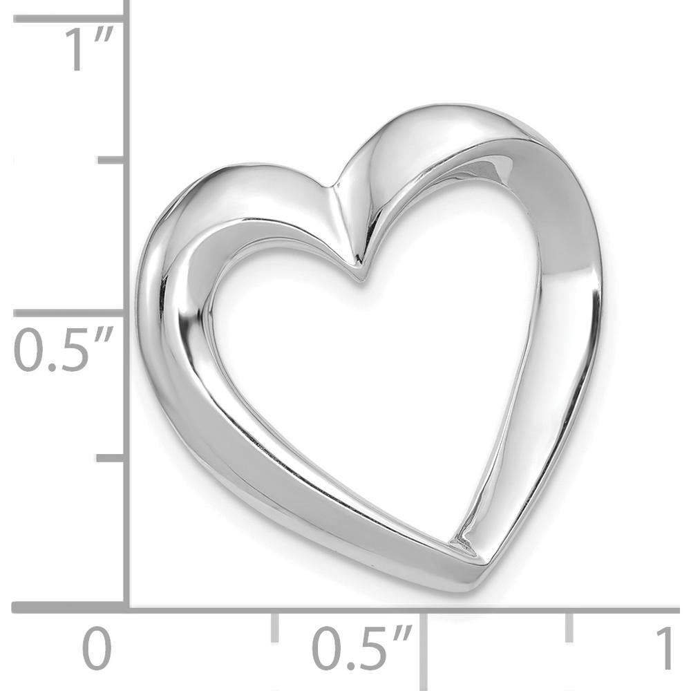 14K White Gold Polished Heart Slide Pendant for 4mm Regular/6mm Fancy Omega Chains by 0