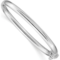 14K White Gold Polished Hinged Baby Bangle with Safety Clasp - 3.75mm Width by Oro Pregiato