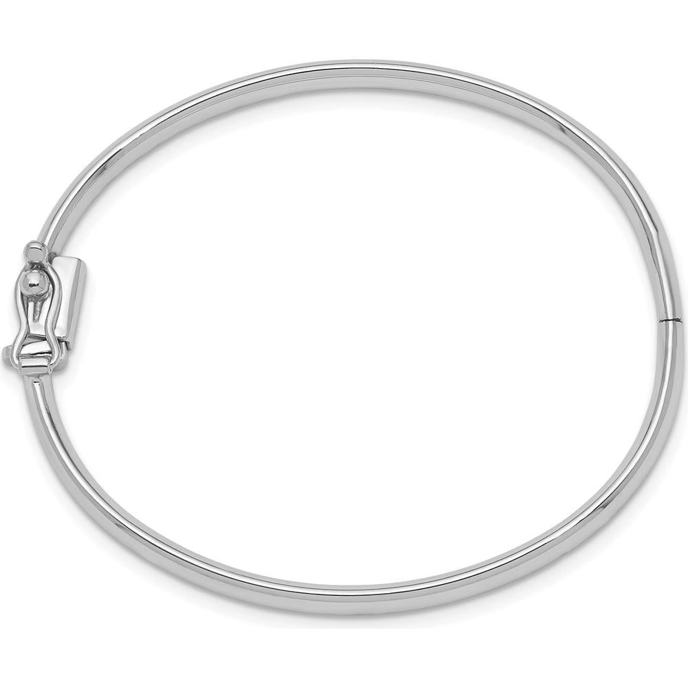 14K White Gold Polished Hinged Baby Bangle with Safety Clasp - 3.75mm Width by Oro Pregiato
