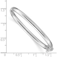 14K White Gold Polished Hinged Baby Bangle with Safety Clasp - 3.75mm Width by Oro Pregiato