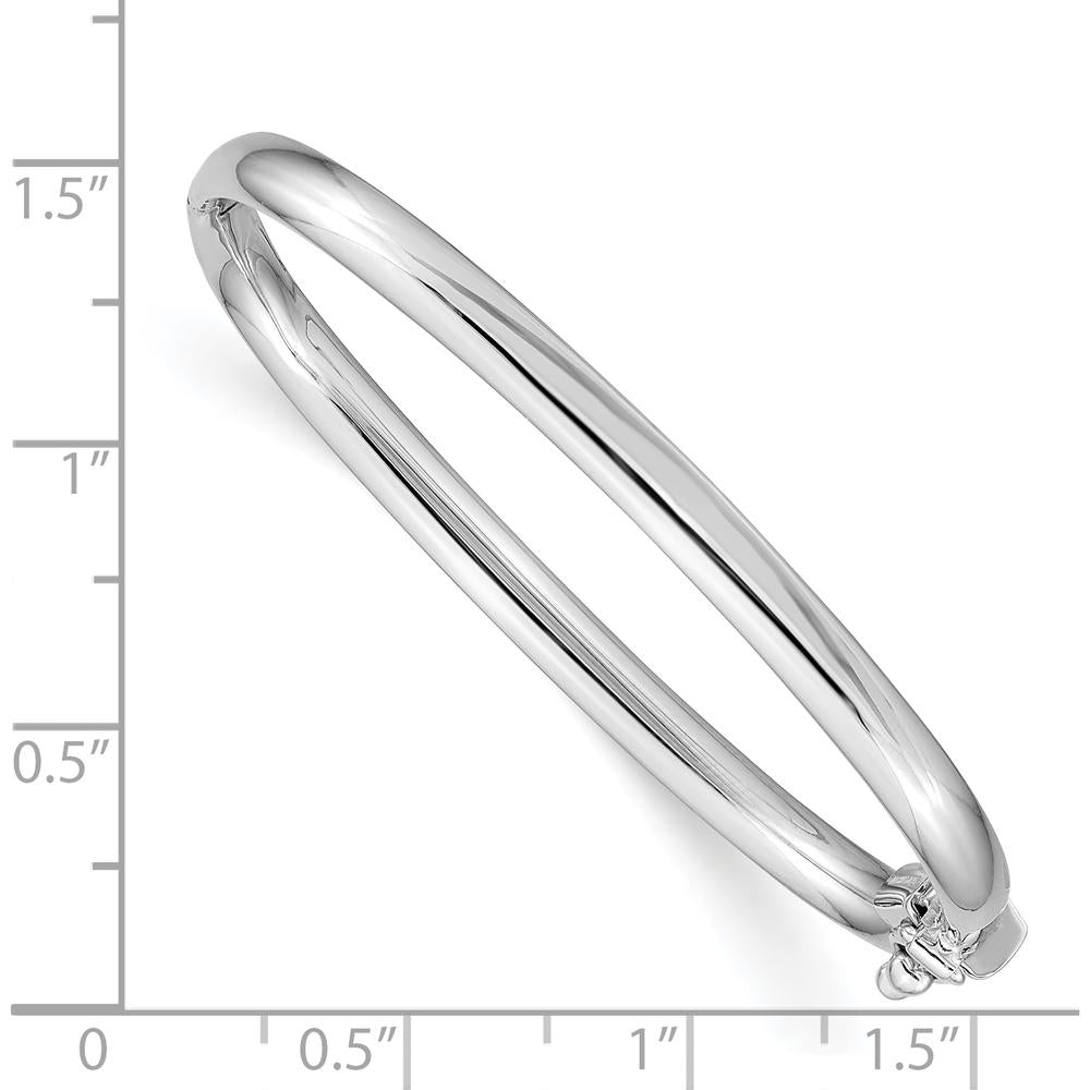 14K White Gold Polished Hinged Baby Bangle with Safety Clasp - 3.75mm Width by Oro Pregiato