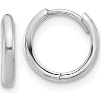 14K White Gold Polished Hinged Hoop Earrings - 10mm Length, 10mm Width, Rhodium Plating by Oro Pregiato