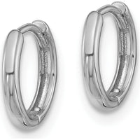 14K White Gold Polished Hinged Hoop Earrings - 10mm Length, 10mm Width, Rhodium Plating by Oro Pregiato