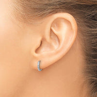 14K White Gold Polished Hinged Hoop Earrings - 10mm Length, 10mm Width, Rhodium Plating by Oro Pregiato