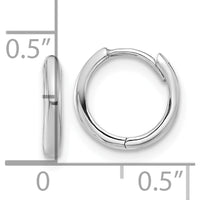 14K White Gold Polished Hinged Hoop Earrings - 10mm Length, 10mm Width, Rhodium Plating by Oro Pregiato
