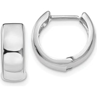14K White Gold Polished Hinged Hoop Earrings - 12mm Length, 5mm Thickness by 0