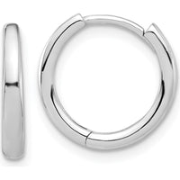 14K White Gold Polished Hinged Hoop Earrings - 14.3mm Diameter, Rhodium Plating, Unisex Design by 0