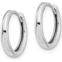 14K White Gold Polished Hinged Hoop Earrings - 14.3mm Diameter, Rhodium Plating, Unisex Design by 0