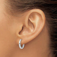 14K White Gold Polished Hinged Hoop Earrings - 14.3mm Diameter, Rhodium Plating, Unisex Design by 0
