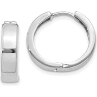 14K White Gold Polished Hinged Hoop Earrings - 15mm in Diameter by Oro Pregiato
