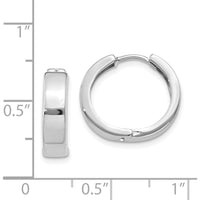 14K White Gold Polished Hinged Hoop Earrings - 15mm in Diameter by Oro Pregiato