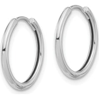 14K White Gold Polished Hinged Hoop Earrings - 16mm Width by 0