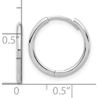 14K White Gold Polished Hinged Hoop Earrings - 16mm Width by 0