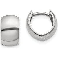 14K White Gold Polished Hinged Hoop Earrings - 7mm Width by 0
