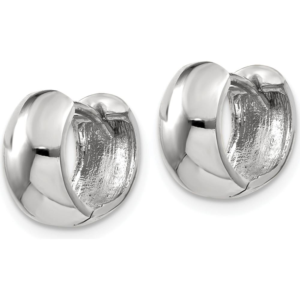 14K White Gold Polished Hinged Hoop Earrings - 7mm Width by 0