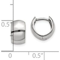 14K White Gold Polished Hinged Hoop Earrings - 7mm Width by 0