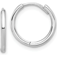 14K White Gold Polished Hinged Hoop Earrings - Classic Medium Hoop Design by 0