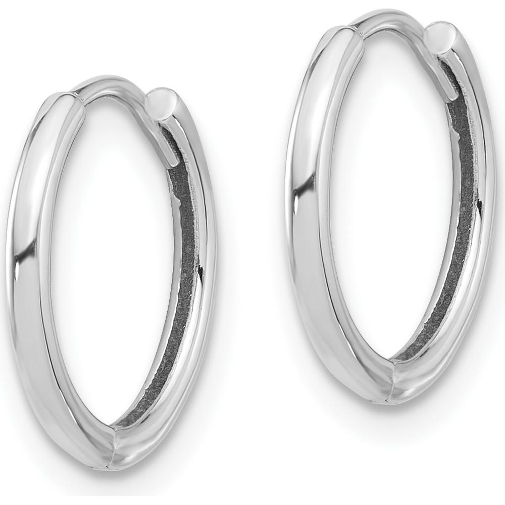 14K White Gold Polished Hinged Hoop Earrings - Classic Medium Hoop Design by 0