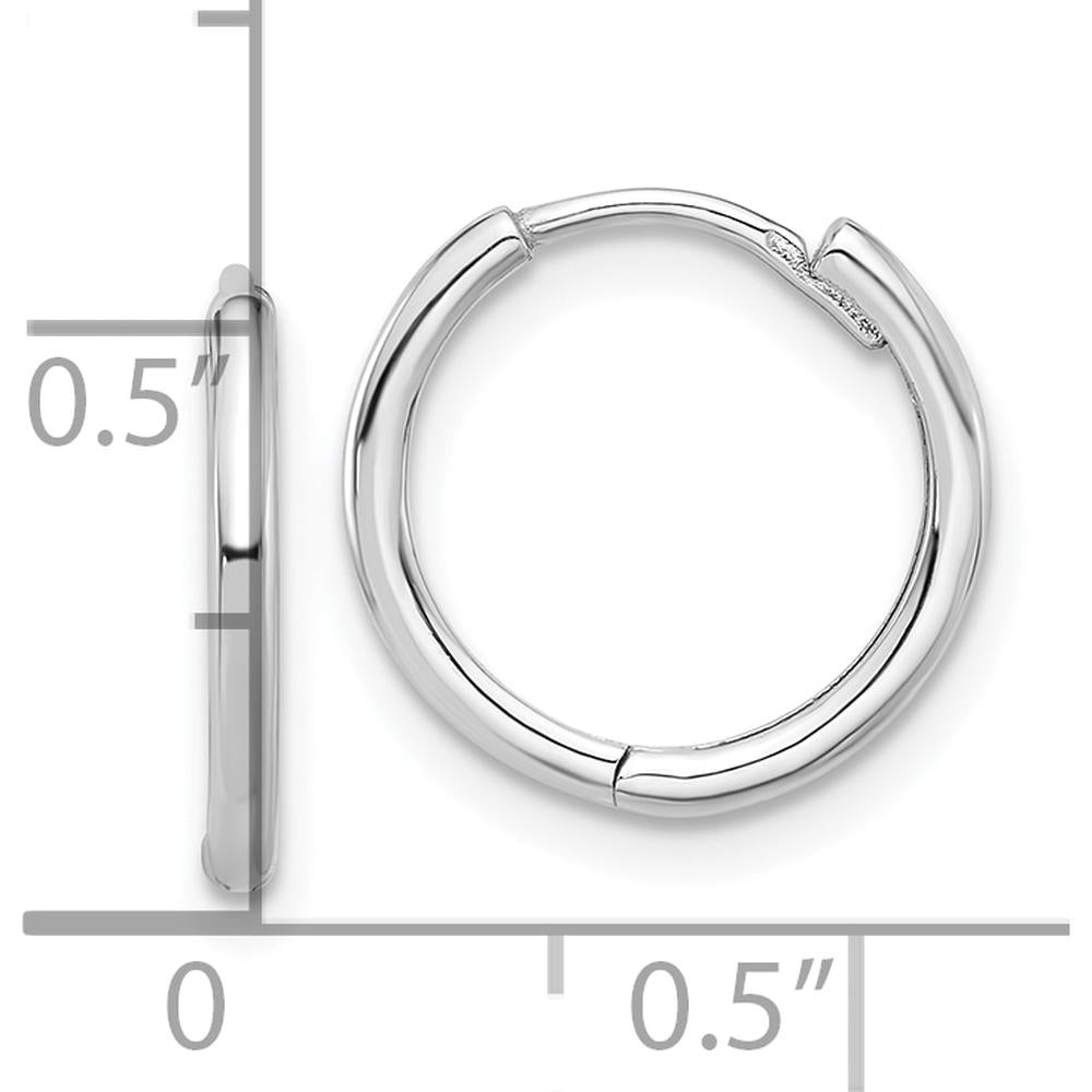 14K White Gold Polished Hinged Hoop Earrings - Classic Medium Hoop Design by 0