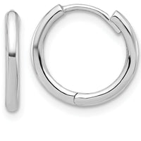 14K White Gold Polished Hinged Hoop Earrings - Classic Timeless Design by 0