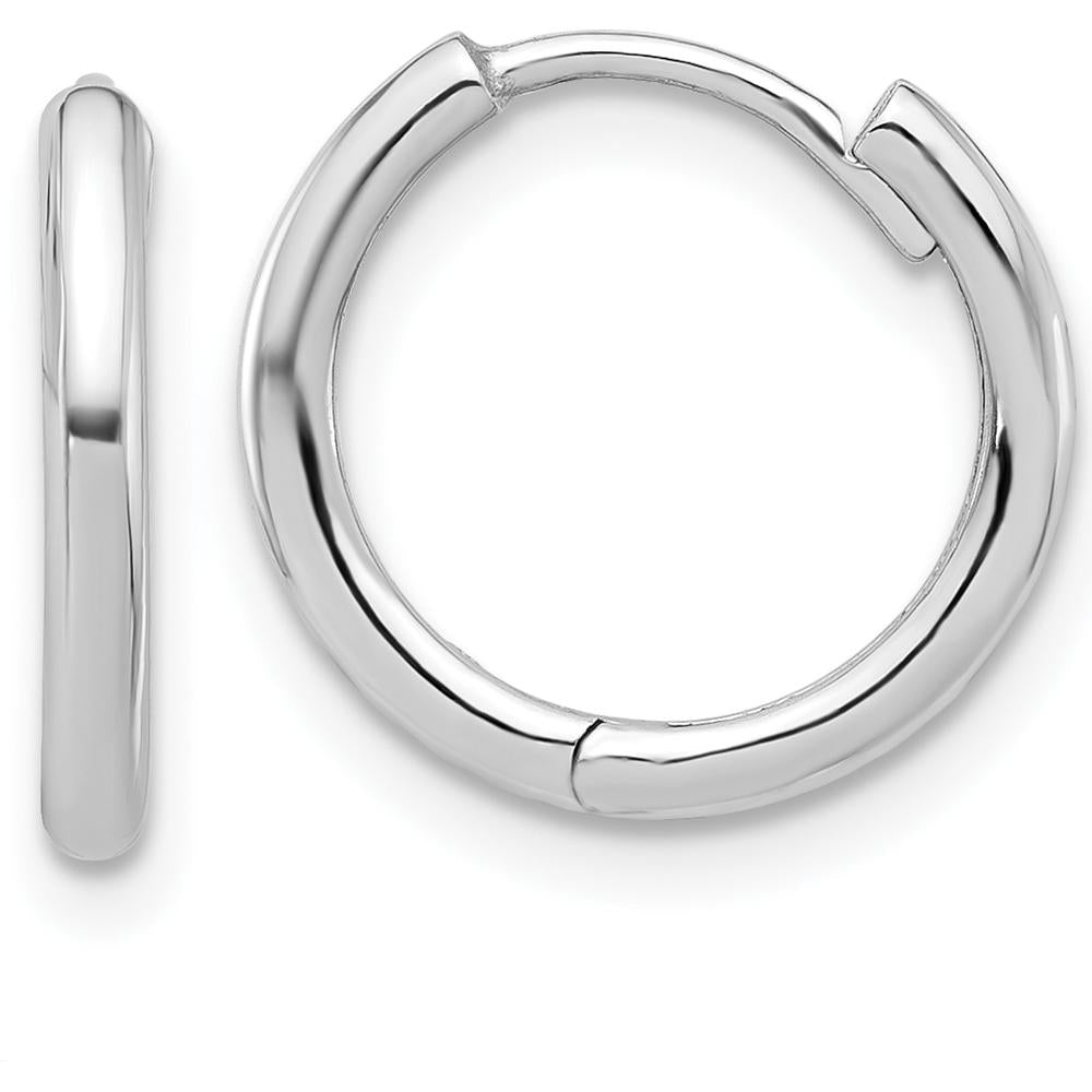 14K White Gold Polished Hinged Hoop Earrings - Classic Timeless Design by 0