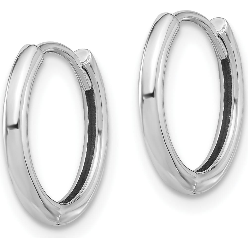 14K White Gold Polished Hinged Hoop Earrings - Classic Timeless Design by 0