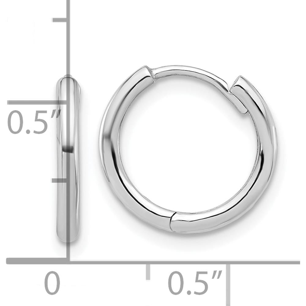 14K White Gold Polished Hinged Hoop Earrings - Classic Timeless Design by 0