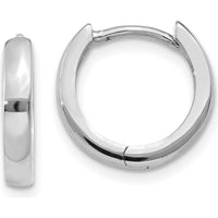 14K White Gold Polished Hinged Hoop Earrings - Elegant and Timeless Design by 0