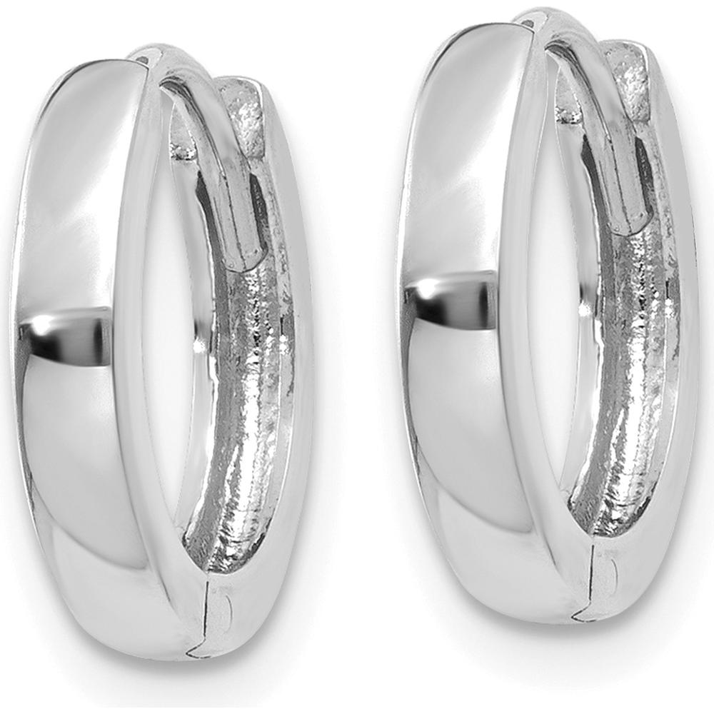 14K White Gold Polished Hinged Hoop Earrings - Elegant and Timeless Design by 0