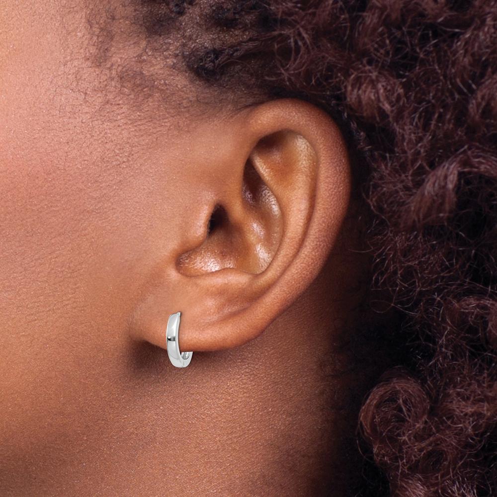 14K White Gold Polished Hinged Hoop Earrings - Elegant and Timeless Design by 0