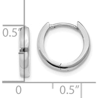 14K White Gold Polished Hinged Hoop Earrings - Elegant and Timeless Design by 0