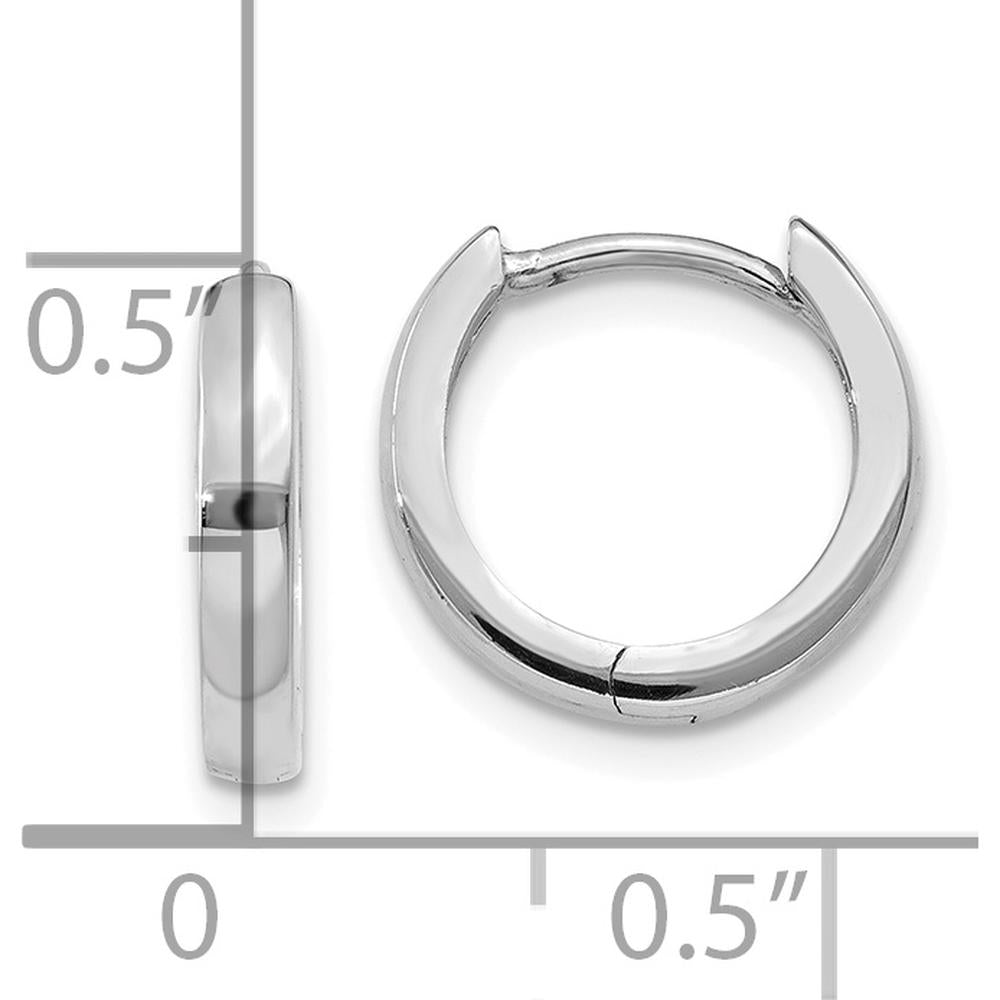 14K White Gold Polished Hinged Hoop Earrings - Elegant and Timeless Design by 0