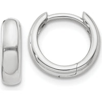 14K White Gold Polished Hinged Hoop Earrings - Elegant Design by Oro Pregiato