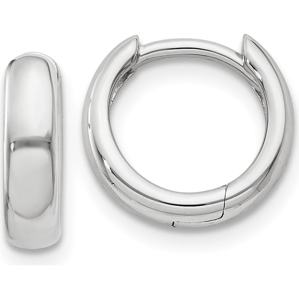 14K White Gold Polished Hinged Hoop Earrings - Elegant Design by Oro Pregiato