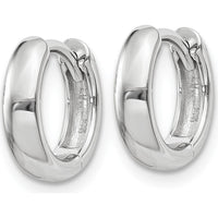 14K White Gold Polished Hinged Hoop Earrings - Elegant Design by Oro Pregiato