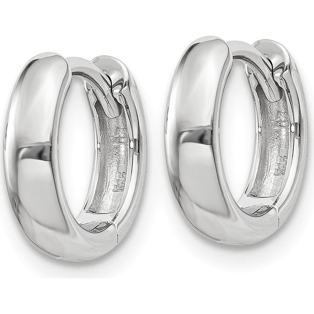 14K White Gold Polished Hinged Hoop Earrings - Elegant Design by Oro Pregiato