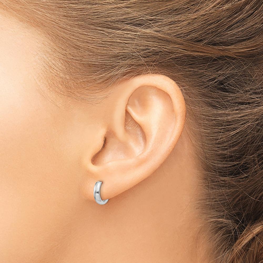 14K White Gold Polished Hinged Hoop Earrings - Elegant Design by Oro Pregiato