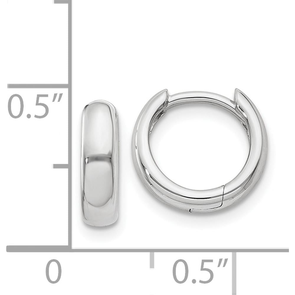 14K White Gold Polished Hinged Hoop Earrings - Elegant Design by Oro Pregiato