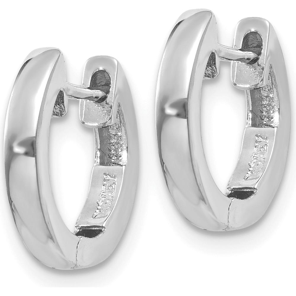 14K White Gold Polished Hinged Hoop Earrings - Elegant Huggie Style with Rhodium Plating by 0